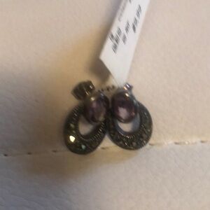 Elegant Silver and Purple Earrings